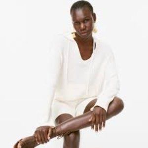 J. Crew Ribbed Cotton-Cashmere Hoodie, Size Small